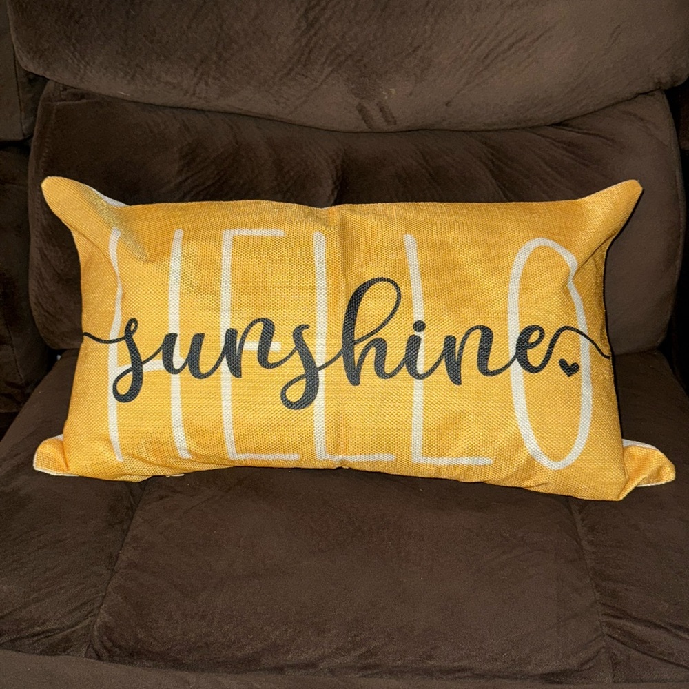 Yellow 'Hello Sunshine' Decorative Pillow Cover